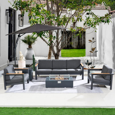 5-Seater Fire Pit Sofa Set with 50,000 BTU Table