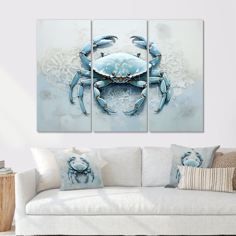 Minimalisme, impression crabe bleu I - ensemble d'art sur toile crabe, H 28 po x l 36 po