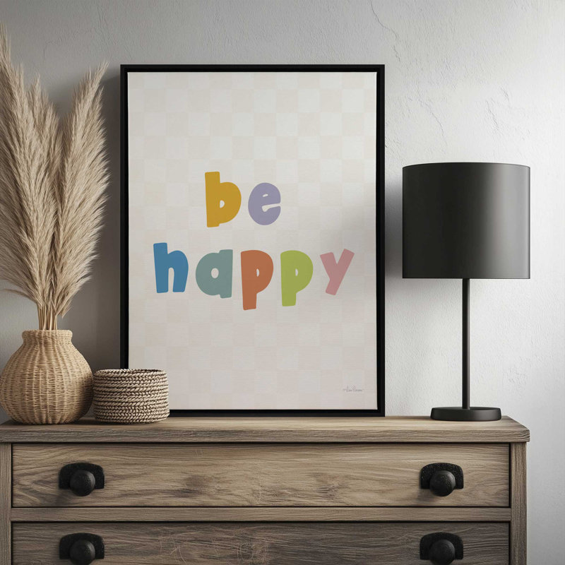Be Happy by Lisa Larson Art Print, 18 W x 24 H, Gold, Framed Canvas