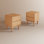 Ensemble de 2 tables de chevet Mid-Century modernes en bois massif avec 2 tiroirs