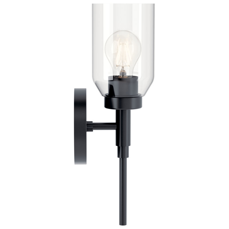 Black Steel Dimmable Outdoor Wall Sconce with Clear Glass Shade