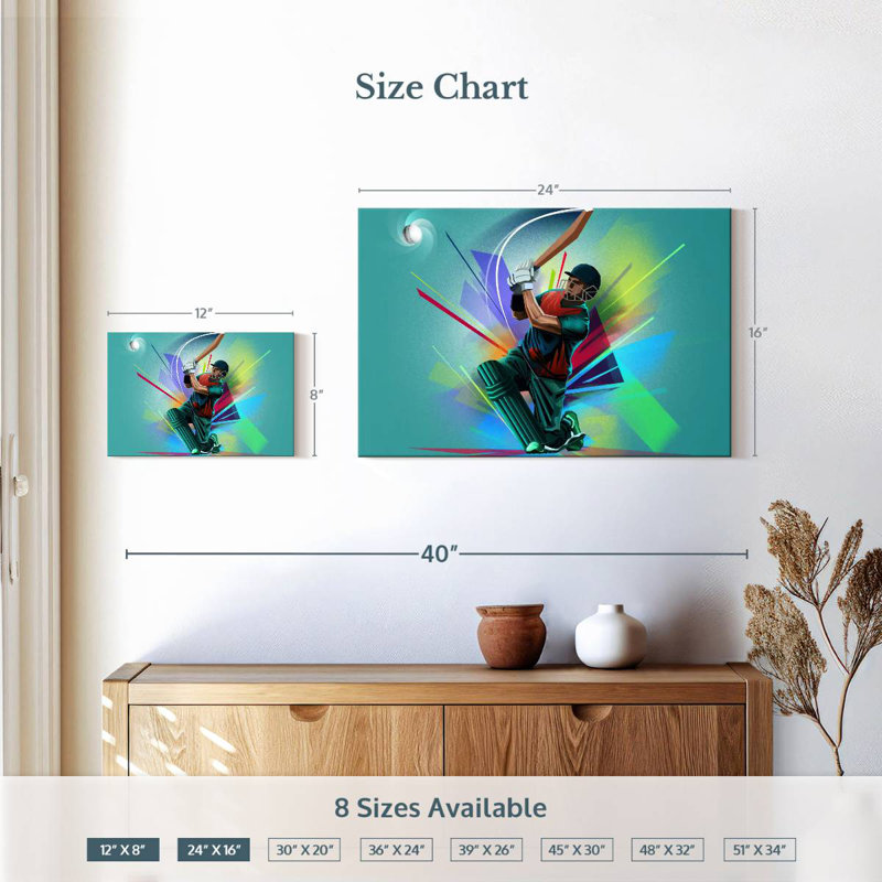Sireci Cricket Player, 16" H x 24" W