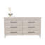 Commode double, quatre pieds, 6 tiroirs, plateau supérieur, gris clair