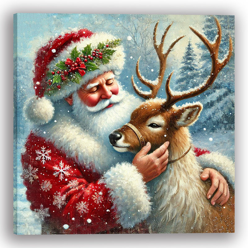 «Santa's Gentle Embrace», reproduction d'art sur toile tendue, H 20 po x l 20 po x P 1,5 po