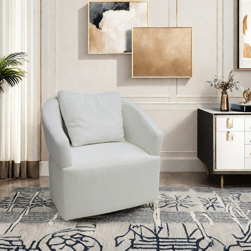 Siège d'étude pivotant à 360 degrés, revêtement en tissu beige pour une chaise d'apprentissage efficace avec fonction, style avec accoudoirs coussinés
