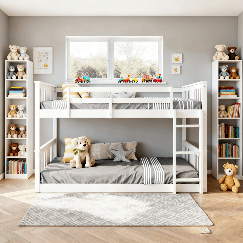 Low Bunk Bed, White