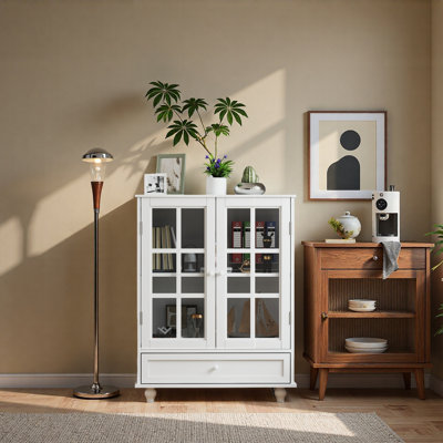 Garde-manger de 38 po avec armoires de rangement modernes H 38 po, avec portes et tiroir en verre double
