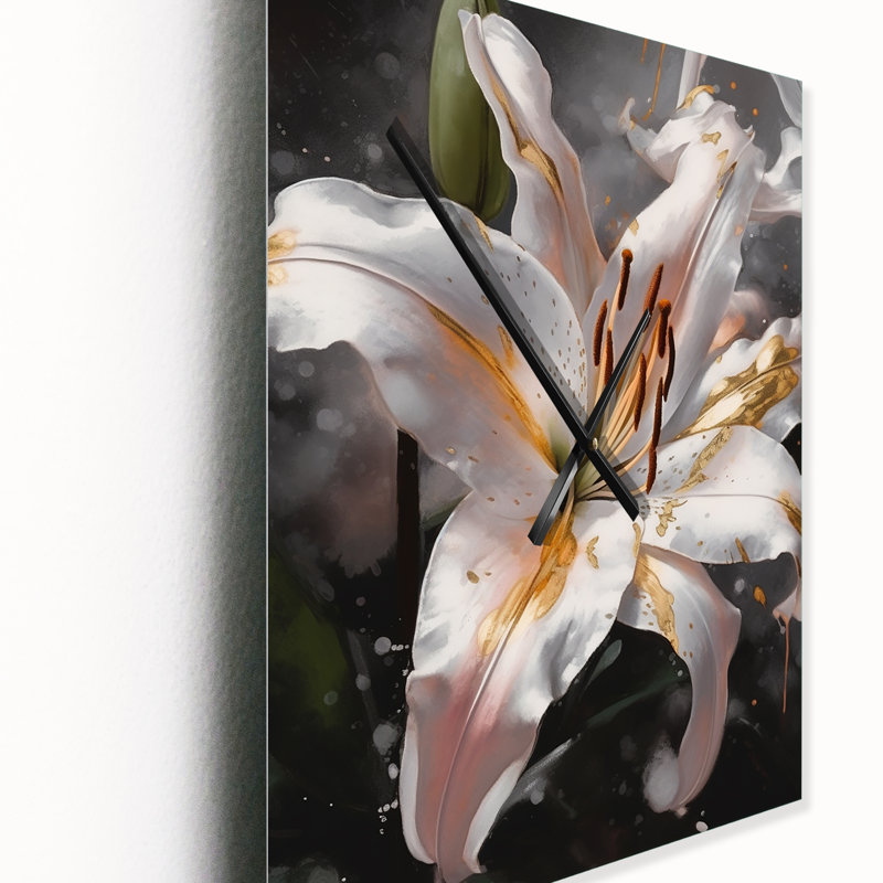 Horloge murale Graceful Lilies I - Floral Lily, H 28 po x l 12 po