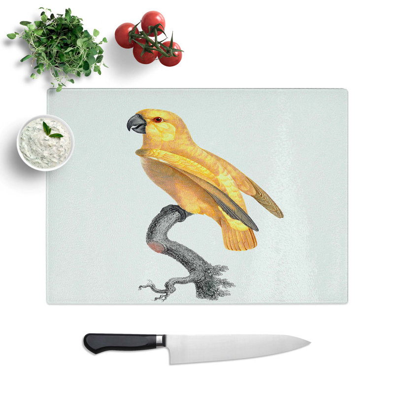 Tempered Glass Senegal Parrot by F. Levaillant Chopping Board, 39 cm W x 28.5 cm L
