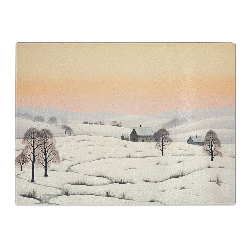 Winter Landscape Minimalism  Glass Chopping Board