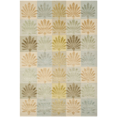 Martha Stewart Wool/Silk Floral Rug in Brown/Beige/Gray