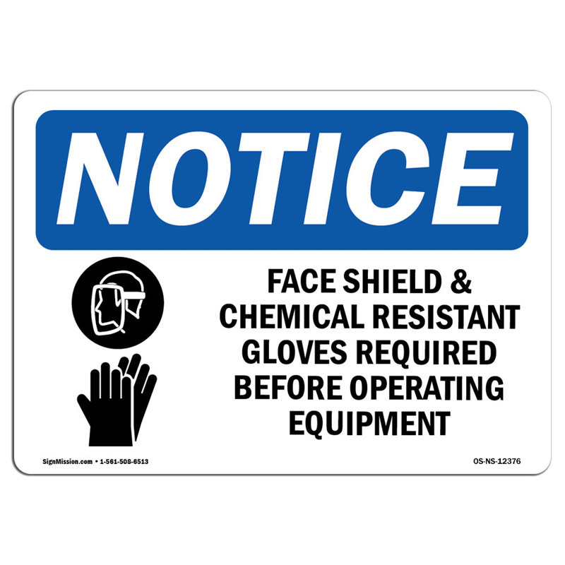 Panneau de protection faciale et panneau en aluminium résistant aux produits chimiques 12 x 18