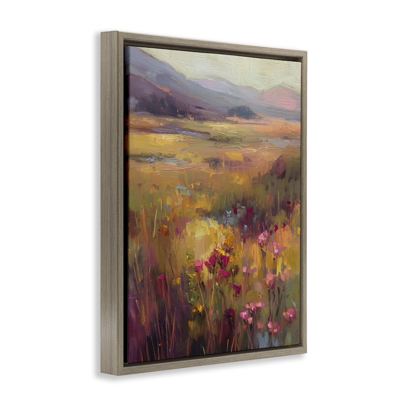 Cadre flottant Golden Waves Of Grass, design par Svetlana Aleynikova, H 31 po x l 25 po, Cadre flottant orme Montalcino