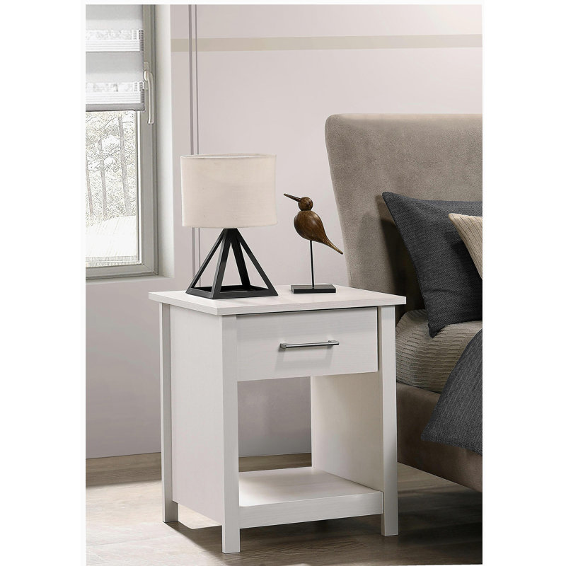 Table de chevet 1 tiroir Celeste, Blanc