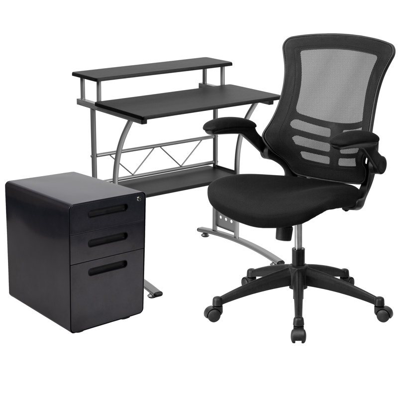 Ensemble de bureau ergonomique, chaise et classeur 3 pièces Berezinsky