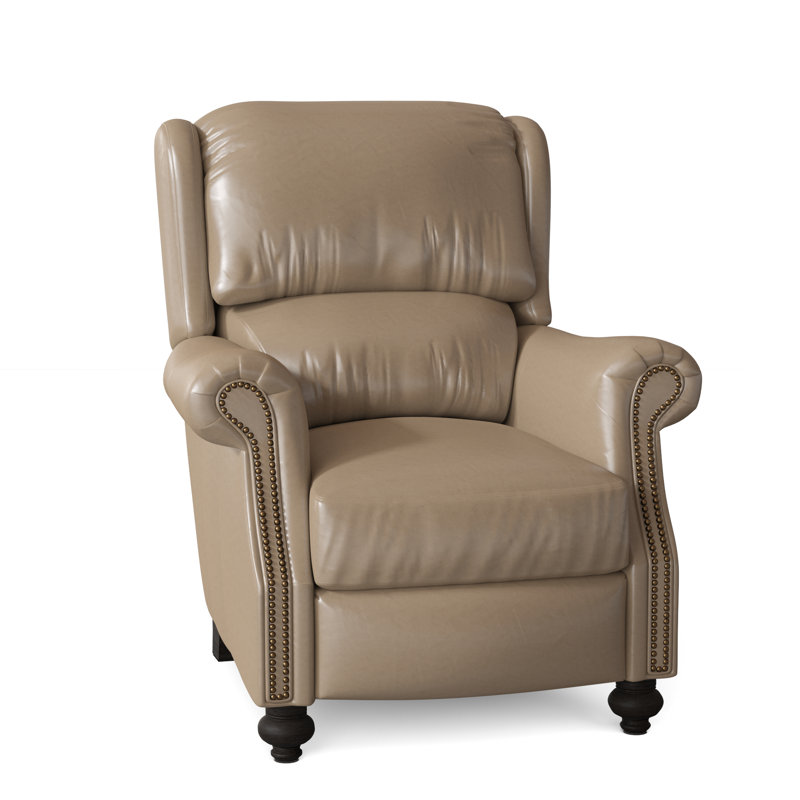 Bancroft Recliner, Aline Fumo Genuine Leather, Cobblestone, French Natural