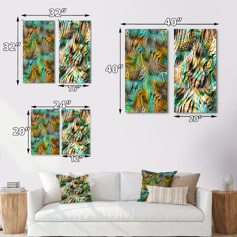 «Leopard and Tiger X», ensemble de 2 photographies sur toile, Toile tendue, H 20 po x l 24 po x P 1 po