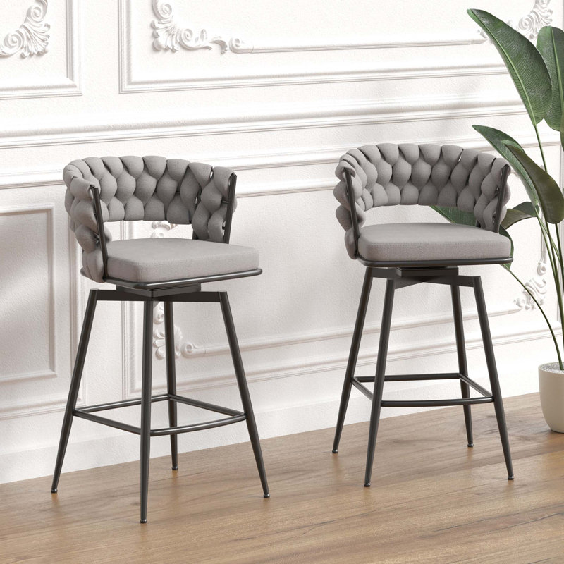 Les chaises de bar pivotantes à 360 °, équipées d'un tabouret de comptoir à dossier doux et rembourré, d'une chaise de cuisine moderne de luxe à pieds en métal, conviennent aux repas en famille, aux îlots de cuisine