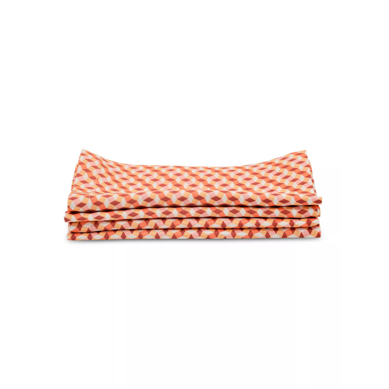 Retro Cube Napkins, Set Of 4, Peach