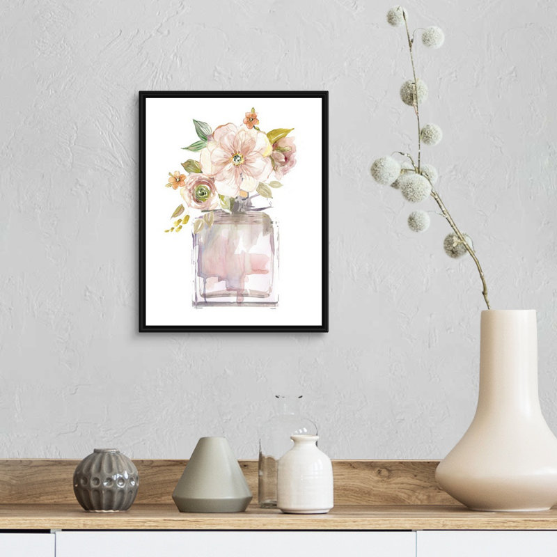 Mini Bouquet I - reproduction d'art sur toile, Cadre flottant noir, H 15,7 po x l 12,7 po x P 1,75 po
