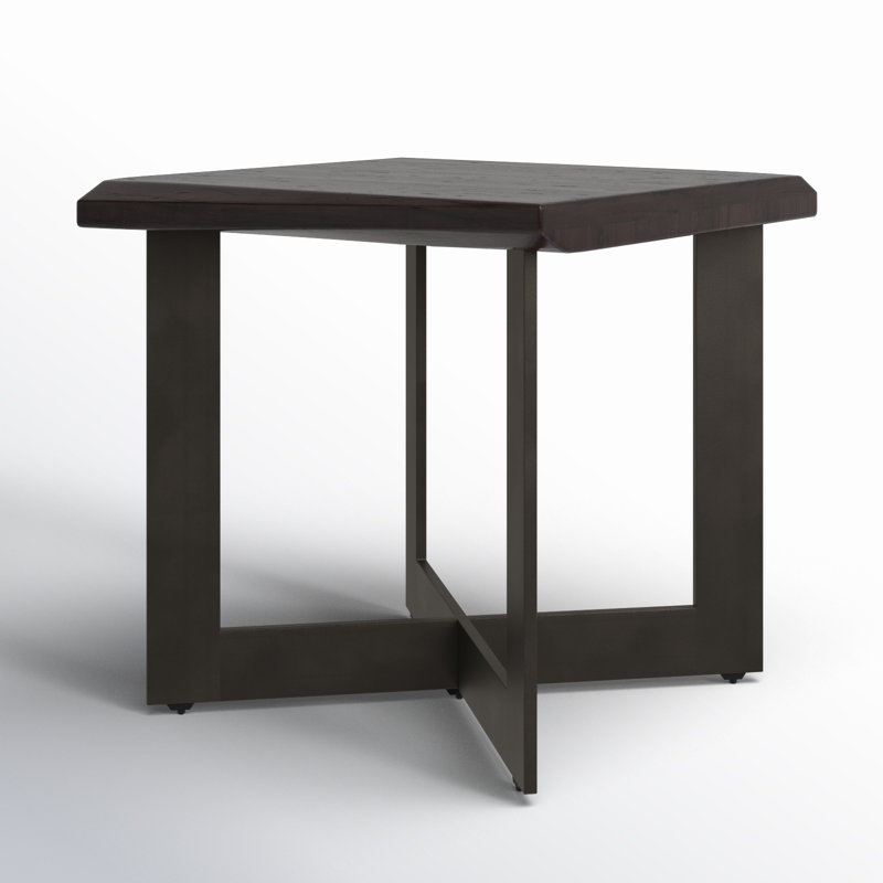 Metivier Square Acacia Wood and Metal Industrial End Table