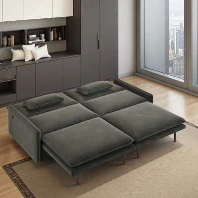 4-Seat Convertible Sleeper Sofa Bed, Dark Grey