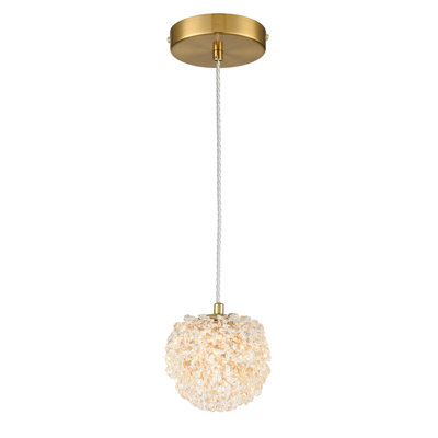 Luminaire suspendu moderne en cristal doré avec ampoule G9 à hauteur réglable
