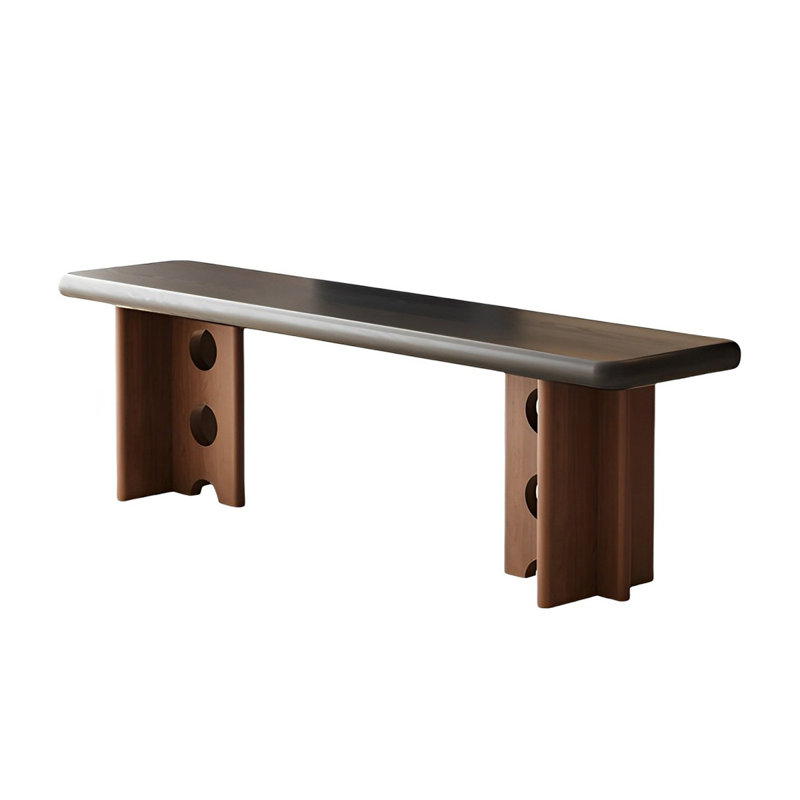 Banc en bois massif Stromain, Brun / noir, H 17,71 po x l 55,11 po x P 13,77 po