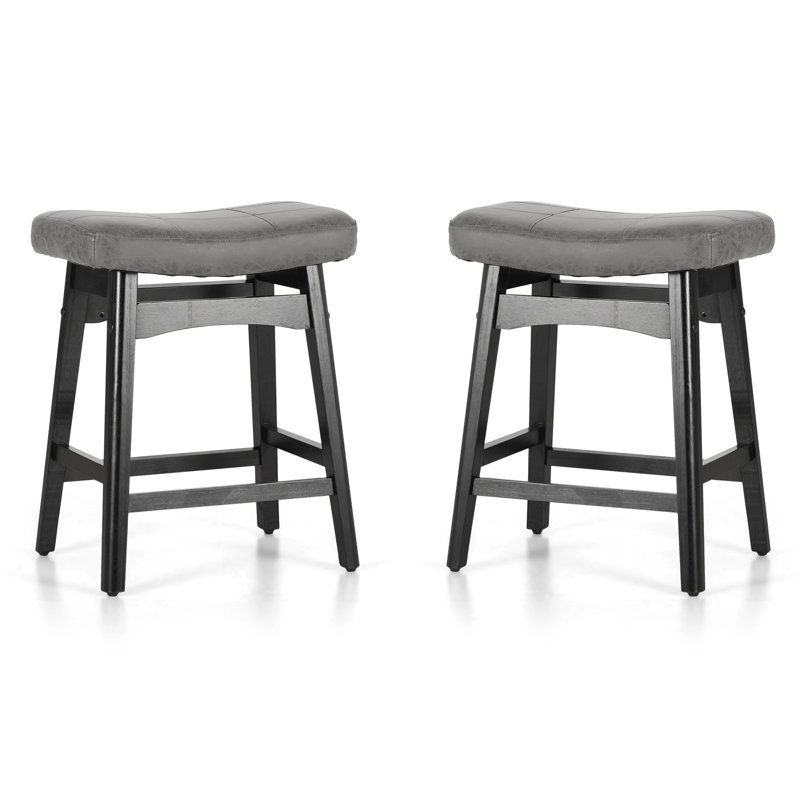 Tabouret de bar et de comptoir Amber-Mae, Gris foncé, Tabouret de comptoir (siège d’une hauteur de 24, Noir