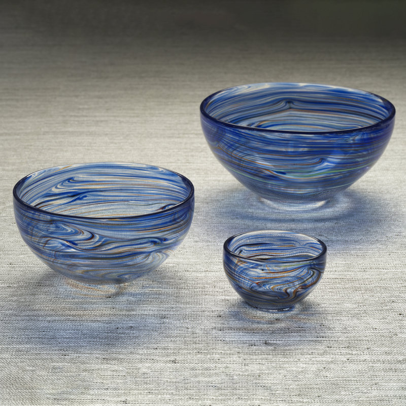 Bol de service en verre Delphine, 8", Bleu multicolore
