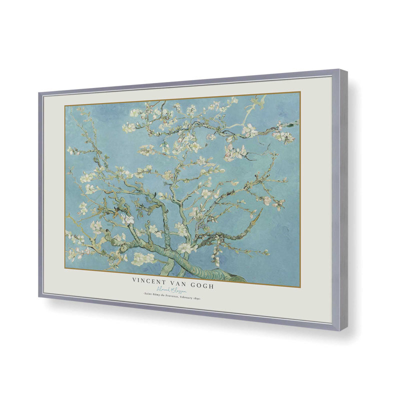 Motif de fleurs d'amandier de Van Gogh, H 9,25 po x l 11,25 po x P 1,25 po, Reproduction encadrée sans passe-partout