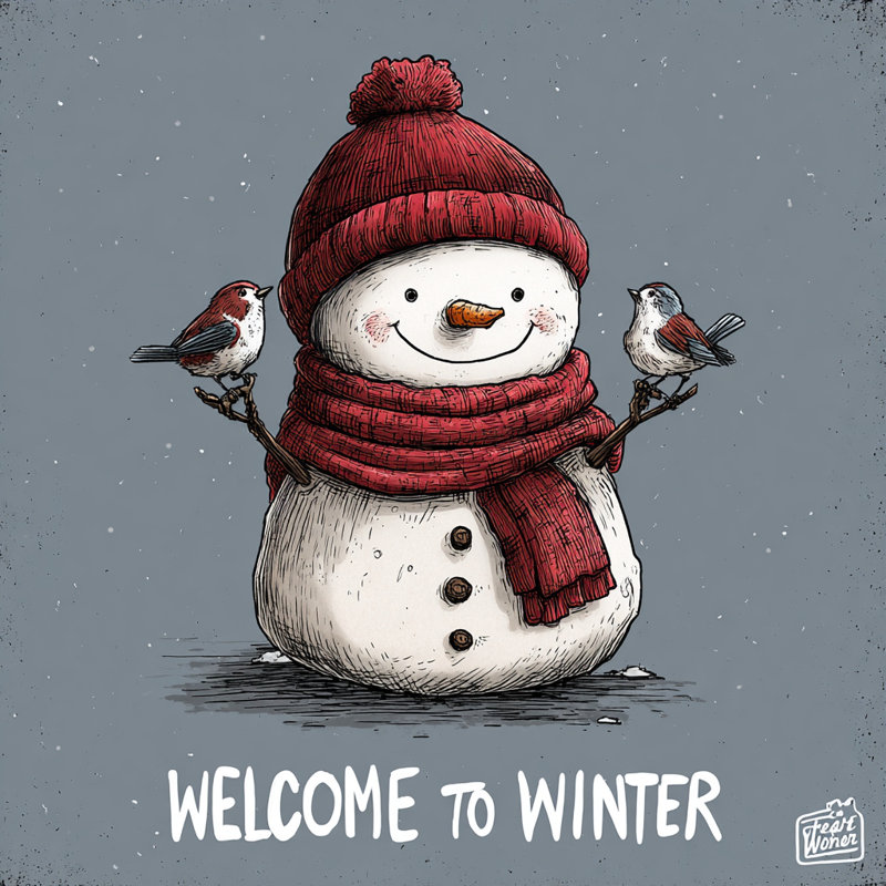 Hiver bonhomme de neige sur toile de voeux, H 40 po x l 40 po
