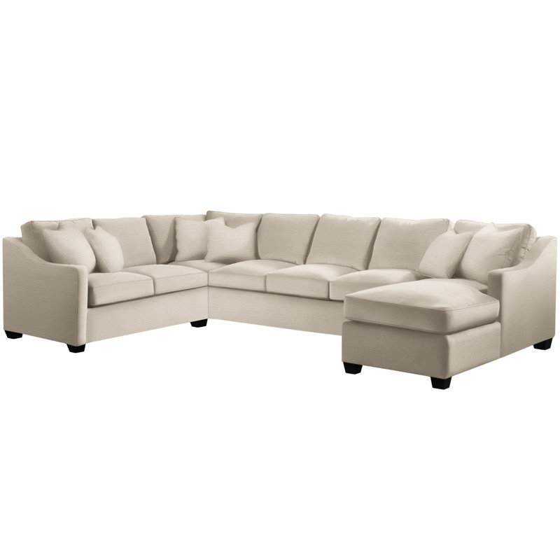 Oliver Sectional, Right Hand Facing, Beige Performance Fabric; 0851-73, Black