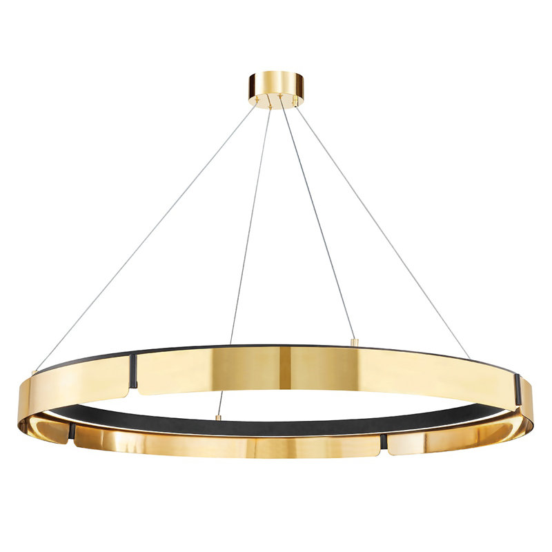 Tribeca 1 - Light Unique / Statement Wagon Wheel LED Chandelier, Aged Brass/Black, 5" H x 32.75" W x 32.75" D