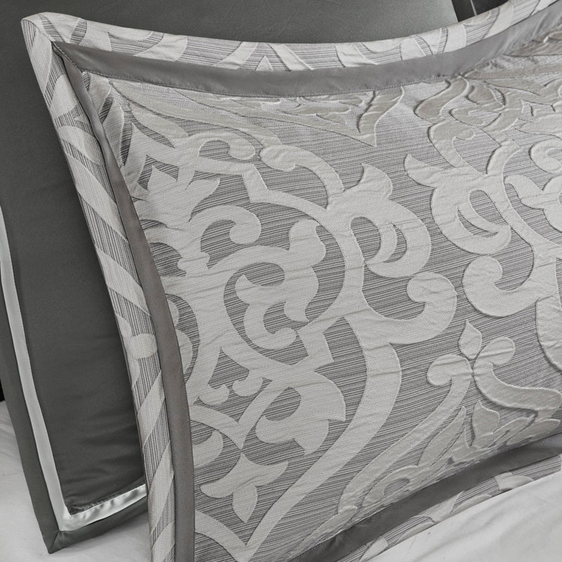 Ensemble d'édredon 8 pièces jacquard, Argent argent