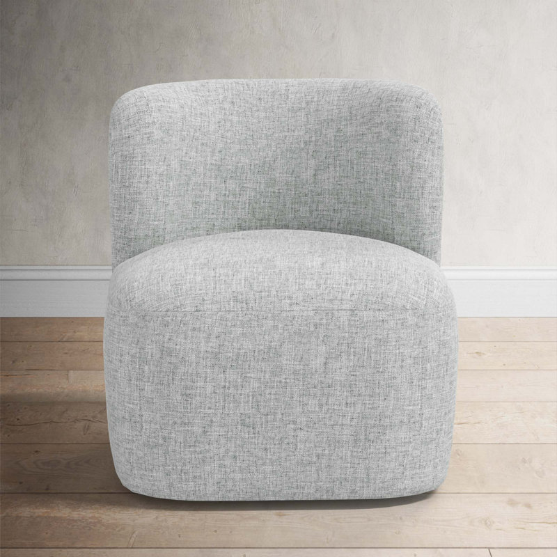 Mariza Upholstered Swivel Accent Chair, Zuma Pumice Textured Linen