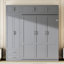 Lit escamotable grand format mural gris avec tablettes, tiroirs et garde-robe pour petits espaces suspendus