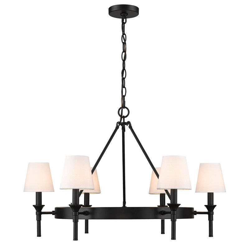 Liskeard 6 - Light Dimmable Empire Chandelier, Modern White Shade