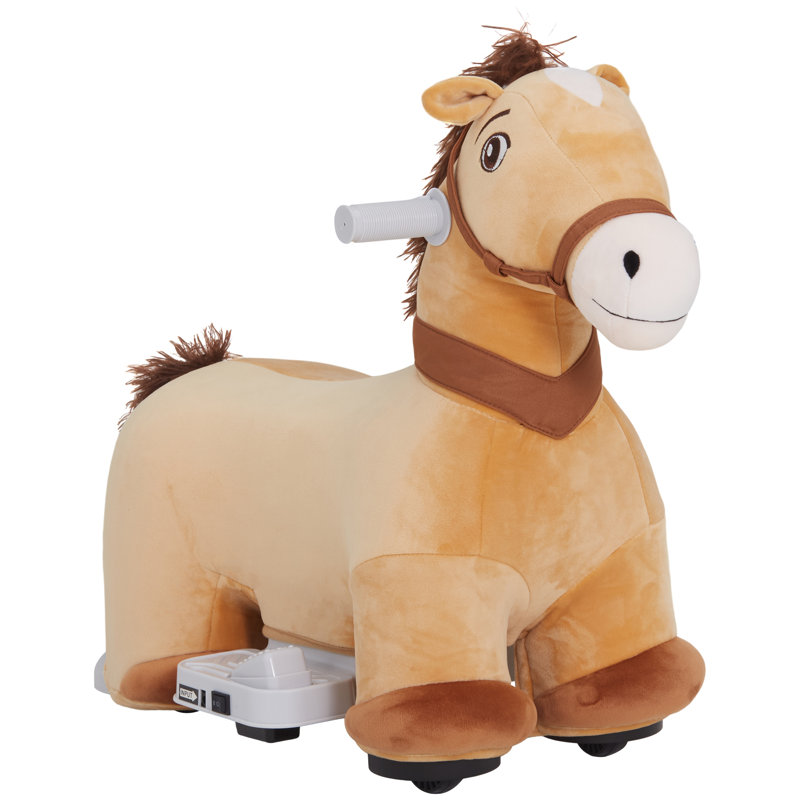 6V Ride on Horse, Battery Powered Electric Ride on Pony with Music Forward, PU Wheels, Soft Touch, Riding Pony for Girls Boys Aged 18-36 Months, Brown