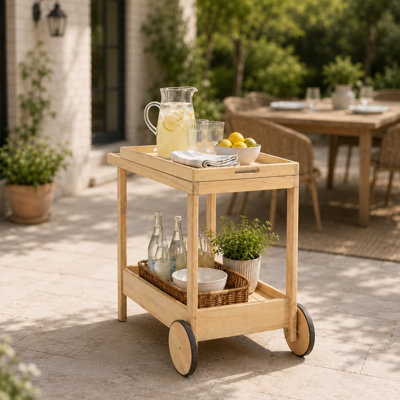 Chariot-bar roulant avec tablettes et roulettes Xosveln