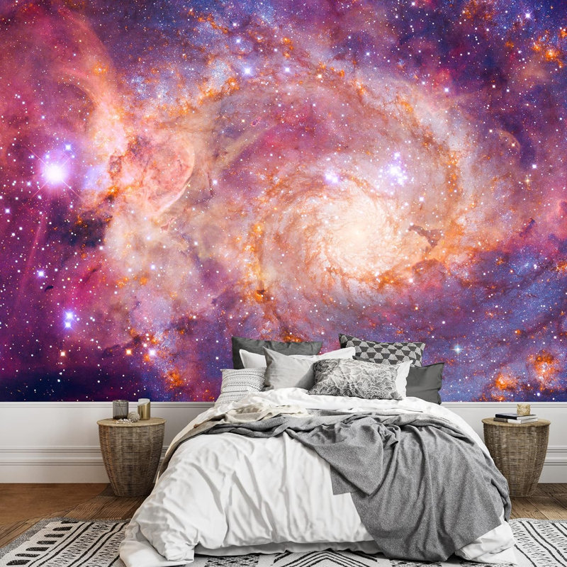Étoile mauve, spirale, galaxie, espace, astronomie, fantaisie, papier peint décoratif, L 66 po x l 96 po