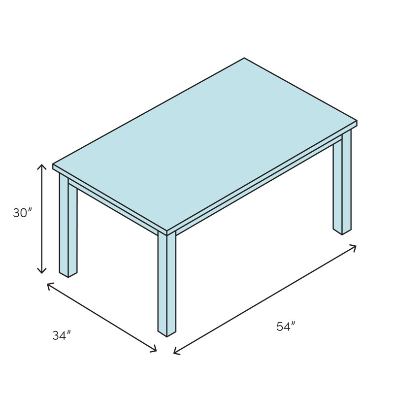 Essex Pine Solid Wood Dining Table, 30" H x 54" L x 34" W