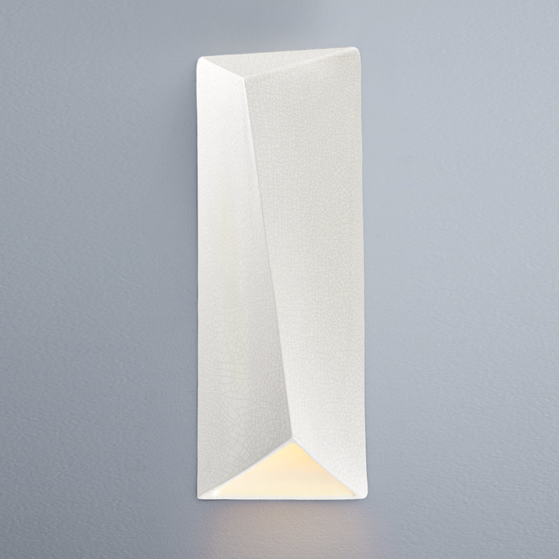 Lashay Ceramic LED Flush Mounted Sconce, White Crackle