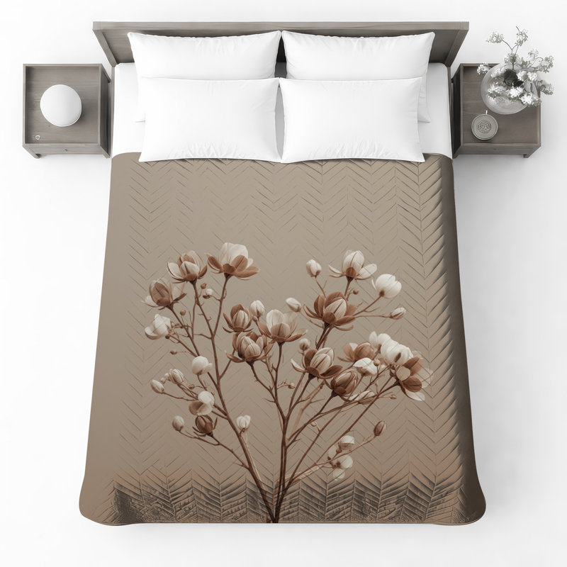 Couvre-lit matelassé beige Magnolia, Double