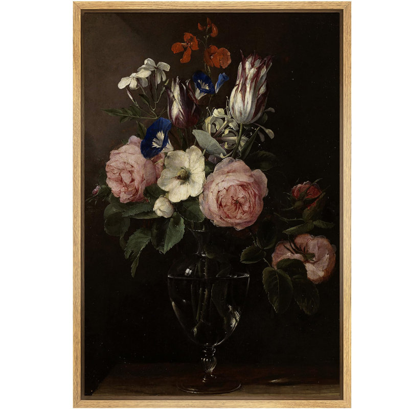 Arrangement floral classique dans un vase en verre, illustrations de style baroque, campagne française rustique, Naturel