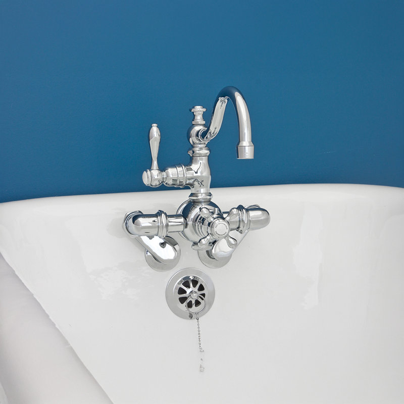 P1018 Thermostatic Tub Wall Mount Faucet with Fixed Arched Spout, Matte Nickel