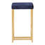 Tabouret de bar contemporain de 66 cm (26 po) avec structure dorée et siège en velours bleu - Paquet de 2