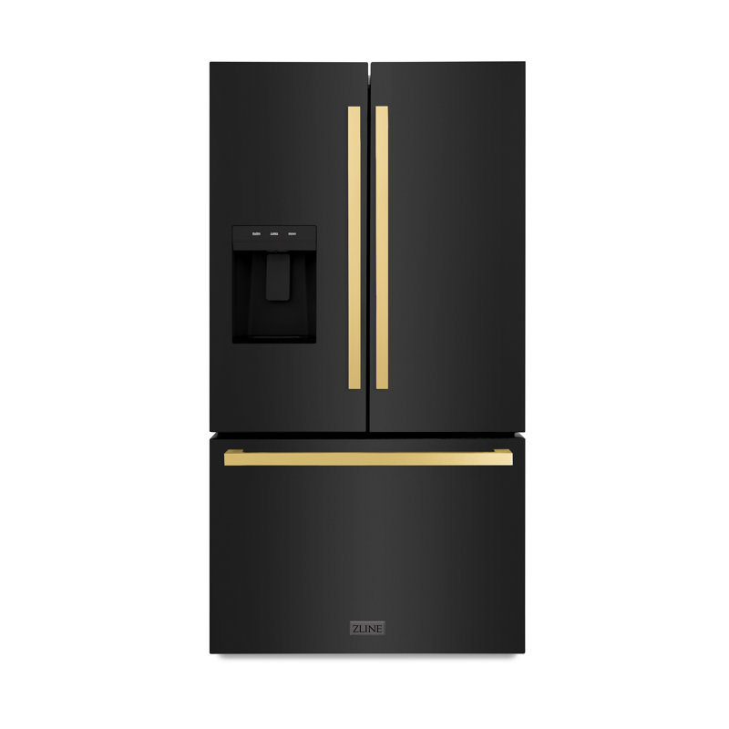 Zline 36 In. 28.9 Cu. Ft. Standard-depth French Door External Water Dispenser Refrigerator With Dual Ice Maker In Fingerprint Resistant Stainless Steel