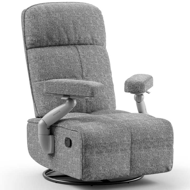 Lullacloud Manual Nursery Glider Chair With Multi Position Armrests And Adjustable Headrest - Gray