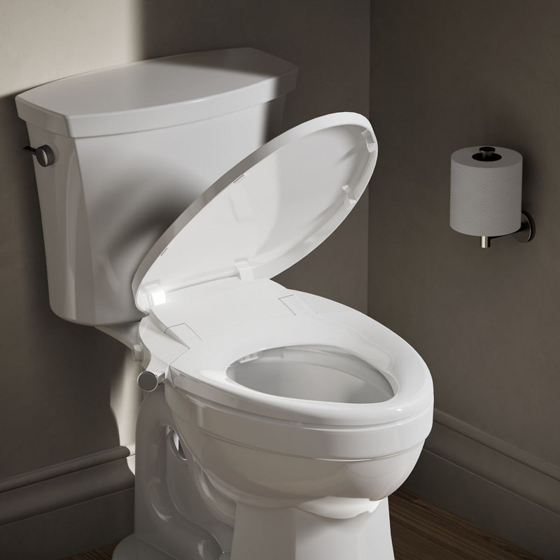 Purewash M300 Elongated Manual Bidet Toilet Seat With Chrome Handle, Non-Electric Bidet